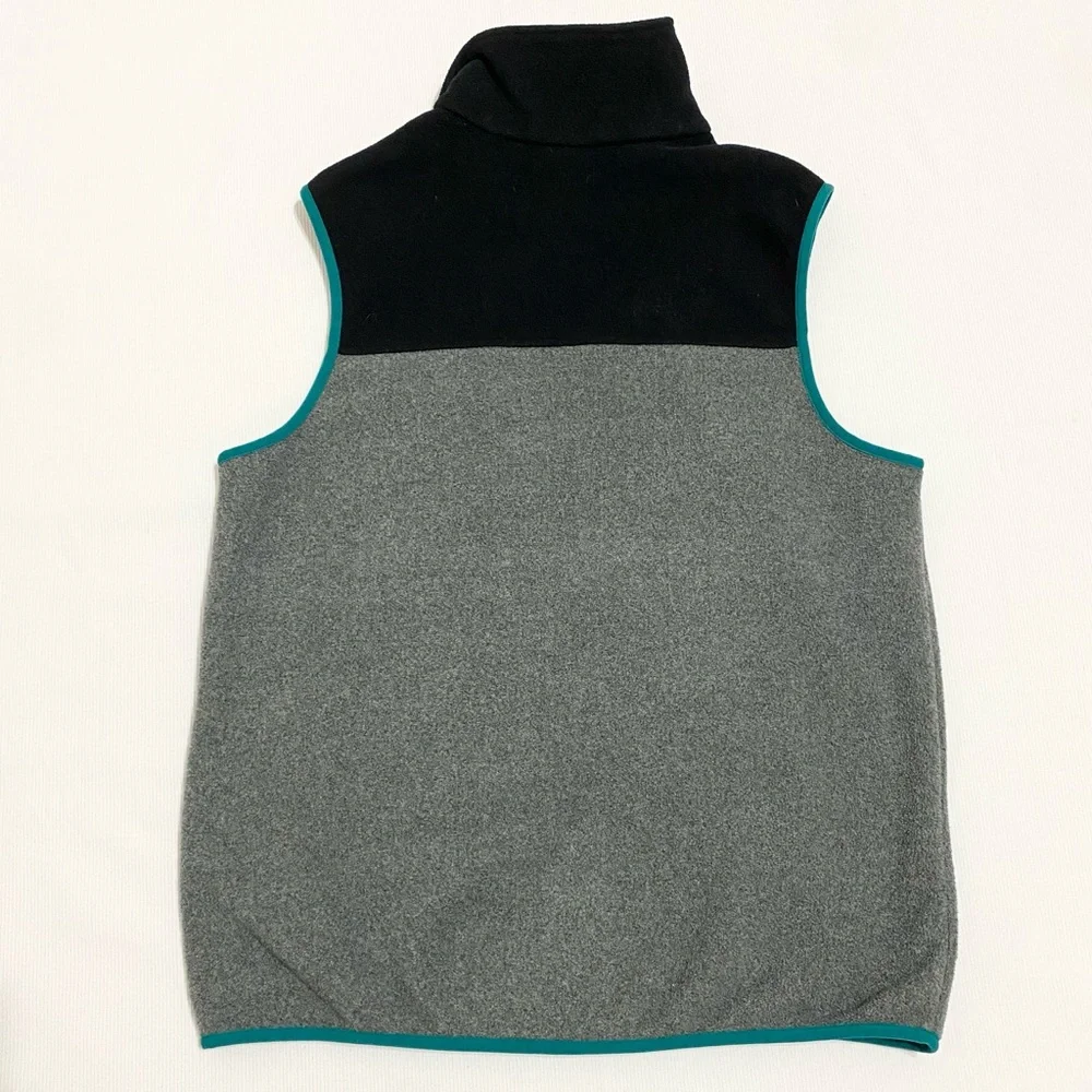 Patagonia Gray & Black Fleece Vest with Teal Trim